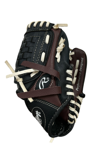 Vist Large View of Product Image Which is Used Rawlings PL91MB RHT GLOVE BB/SB Glove RH Throw Wine And Black 9"