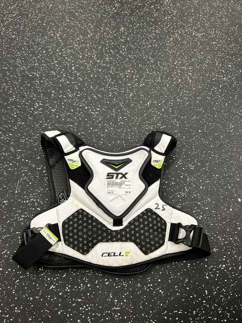 Vist Large View of Product Image Which is Used STX CELL V LINER Lacrosse Shoulder Pads White LG