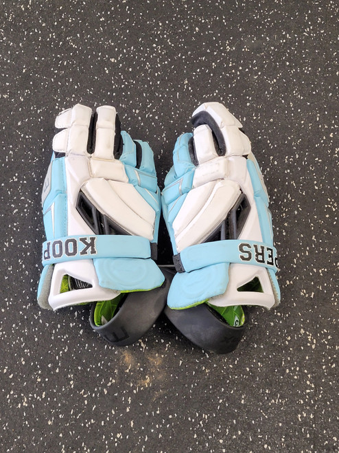 Vist Large View of Product Image Which is Used Maverik MAX GOALIE GLOVES LAX Goalie Gloves M White 14"