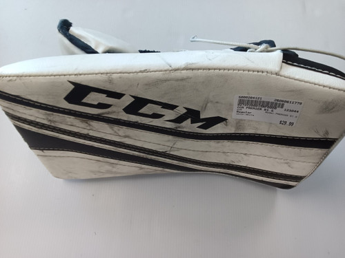 Vist Large View of Product Image Which is Used CCM PREMIER R1.S Youth Goalie Blocker White