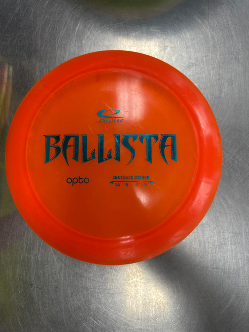 Vist Large View of Product Image Which is Used Latitude 64 OPTO BALLISTA Disc Golf Driver Orange