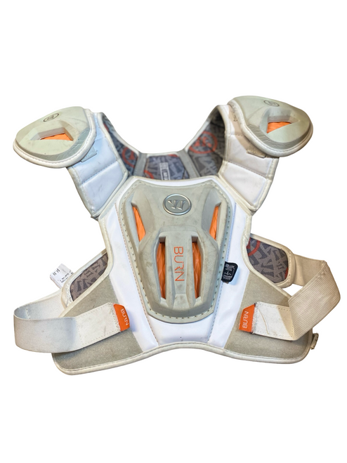 Vist Large View of Product Image Which is Used Warrior BURN Lacrosse Shoulder Pads White LG
