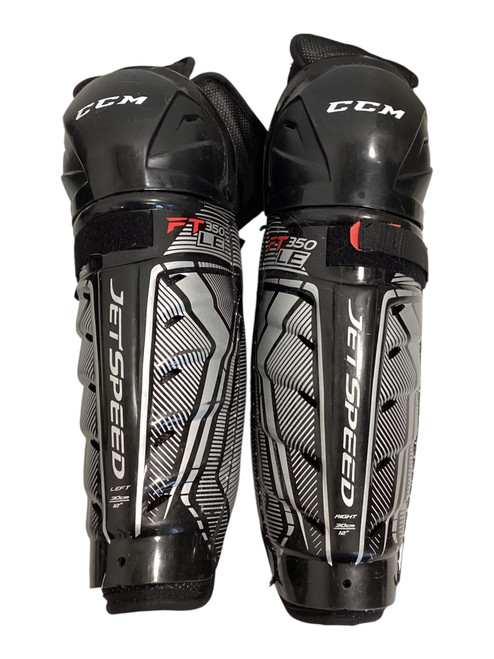 Vist Large View of Product Image Which is Used CCM FT350 LE JETSPEED Junior Shin Guards Black 12"