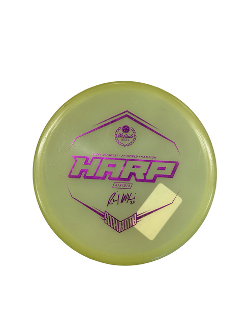 Vist Large View of Product Image Which is Used Westside HARP Disc Golf Mid Range White