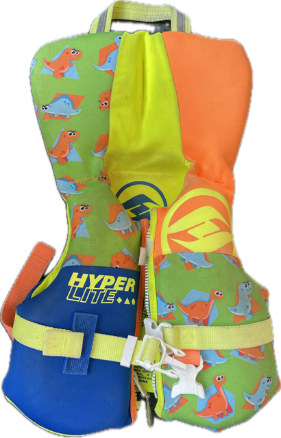 Vist Large View of Product Image Which is Used Hyperlite Infant Life Jacket PFD Green Infant 0-30