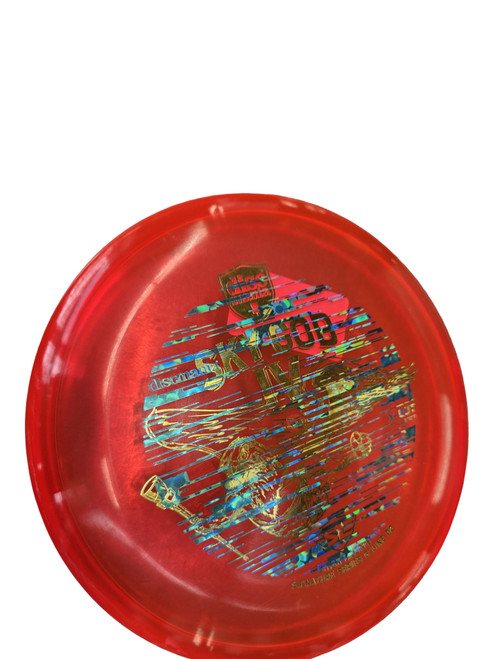 Vist Large View of Product Image Which is Used Discmania SKY GOD IV DOUBLE STAMP Disc Golf Putter Red