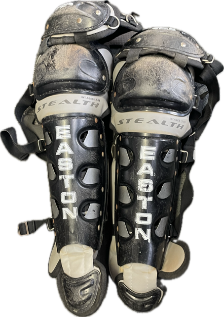 Vist Large View of Product Image Which is Used Easton STEALTH Catchers Leg Guards Black Intermed