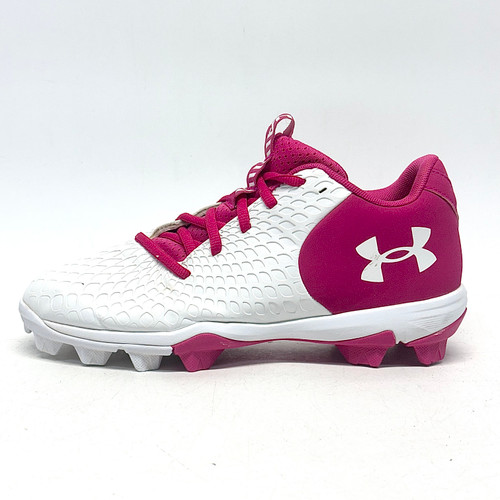 Vist Large View of Product Image Which is Used Under Armour GLYDE 2 RM BB/SB Cleats Pink And White Senior 5.5