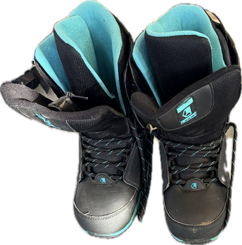 Vist Large View of Product Image Which is Used Liquid BLK/TEAL Womens Snowboard Boots Black Senior 7