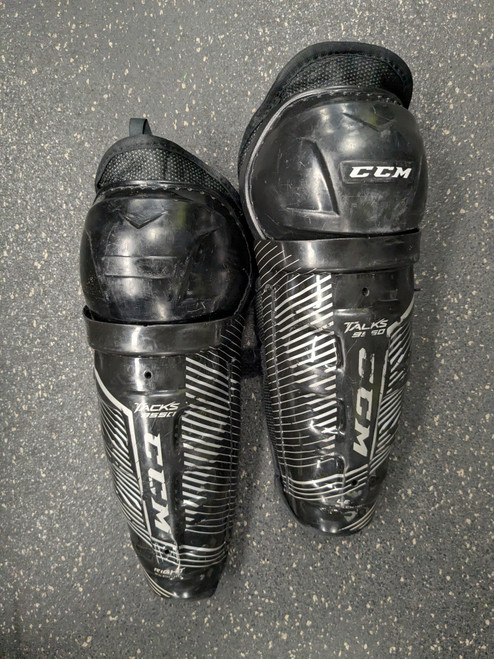 Vist Large View of Product Image Which is Used CCM TACKS 9550 Junior Shin Guards Black 10"