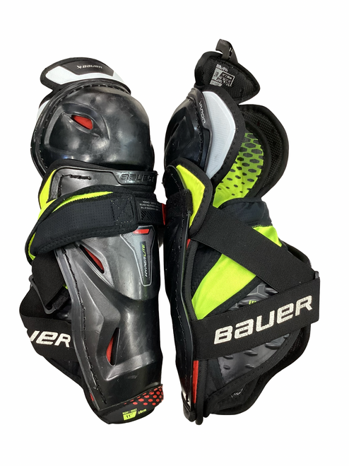 Vist Large View of Product Image Which is Used Bauer HYPERLITE Junior Shin Guards Black 11"