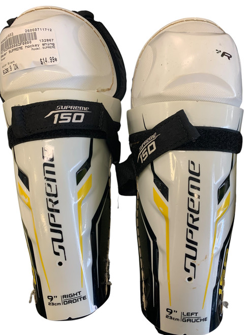 Vist Large View of Product Image Which is Used Bauer SUPREME Junior Shin Guards Black 9"