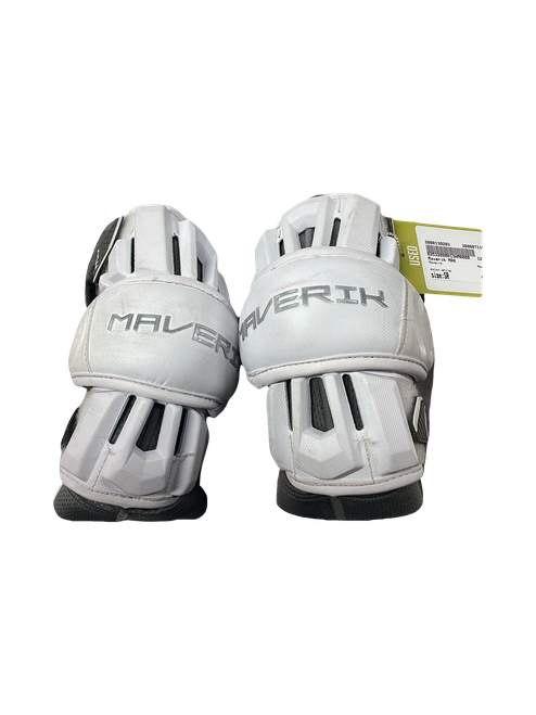 Vist Large View of Product Image Which is Used Maverik MAX Lacrosse Arm Pads/Guards White Senior