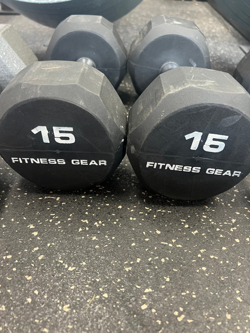Vist Large View of Product Image Which is Used 15-LB RUBBER HEX DUMBBELL PAIR 