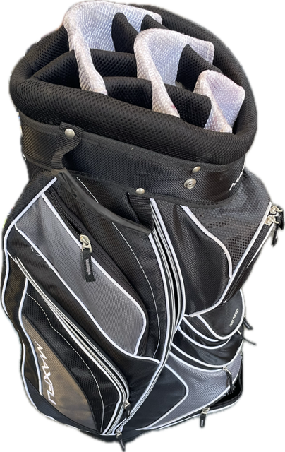 Vist Large View of Product Image Which is Used Maxfli BK/GRY Mens Golf Cart Bag Black