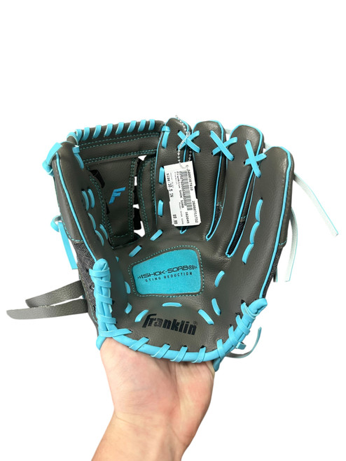 Vist Large View of Product Image Which is Used Franklin SHOK SORB RH Throw Fastpitch Gloves Grey 10 1/2"
