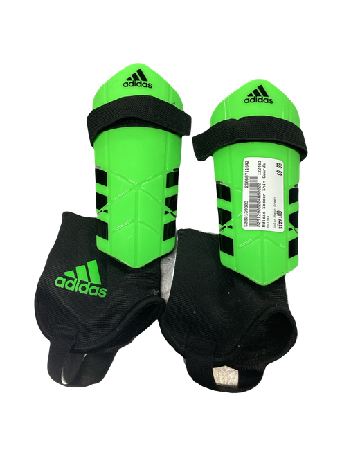 Vist Large View of Product Image Which is Used Adidas Soccer Shin Guards Youth Neon Green MD