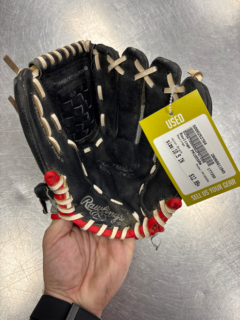 Vist Large View of Product Image Which is Used Rawlings PM105SRW BB/SB Glove RH Throw Black 10 1/2"