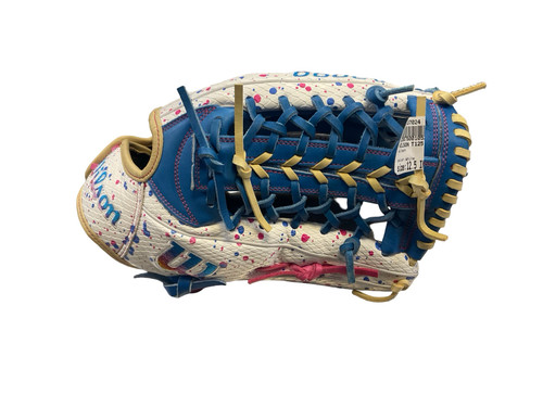 Vist Large View of Product Image Which is Used Wilson T125 RH Throw Fastpitch Gloves White 12 1/2"