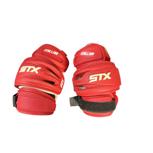 Vist Large View of Product Image Which is Used STX STALLION 500 Lacrosse Arm Pads/Guards Red M/L
