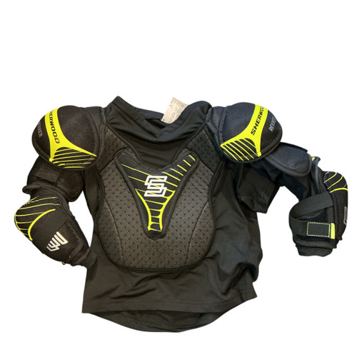 Vist Large View of Product Image Which is Used Sher-wood REKKER SHOULDER COMBO Youth Shoulder Pads Black MD