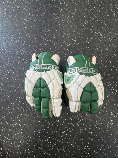 Vist Large View of Product Image Which is Used Maverik SHARKSKIN Lacrosse Gloves Mens Green 12"