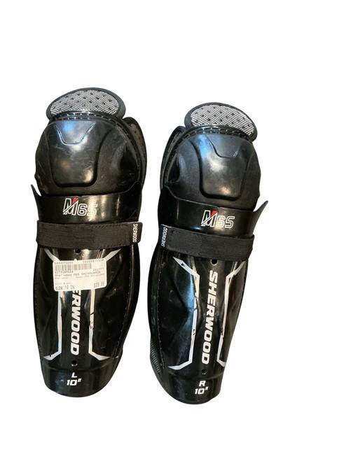 Vist Large View of Product Image Which is Used Sher-wood M65 SHINGUARDS Junior Shin Guards Black 10"