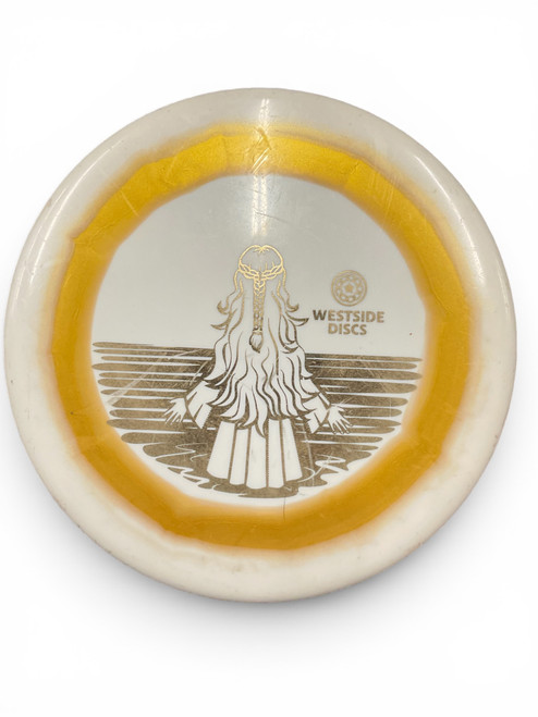 Vist Large View of Product Image Which is Used Westside WESTSIDE DISCS MAIDEN WHITE/GOLD PUTTER Disc Golf Putter White