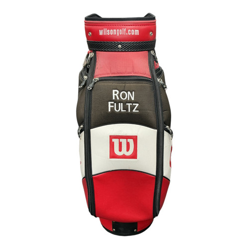 Vist Large View of Product Image Which is Used Wilson VINTAGE LEATHER STAFF FAT SHAFT Mens Cart Bag Black And Red