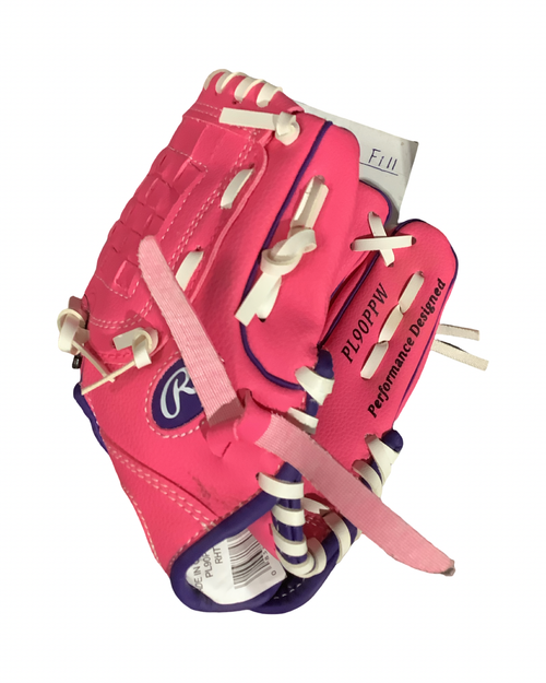 Vist Large View of Product Image Which is Used Rawlings GIRLS RULE BB/SB Glove T-ball Pink 9"