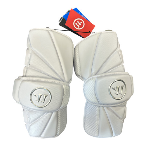 Vist Large View of Product Image Which is Used Warrior EVO PRO Lacrosse Arm Pads/Guards White LG