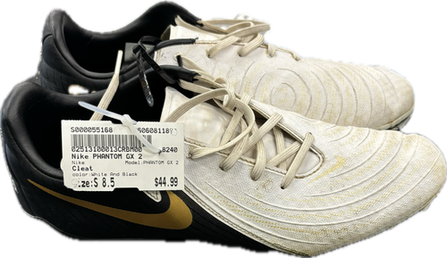 Vist Large View of Product Image Which is Used Nike PHANTOM GX 2 Soccer Cleats White And Black Senior 8.5