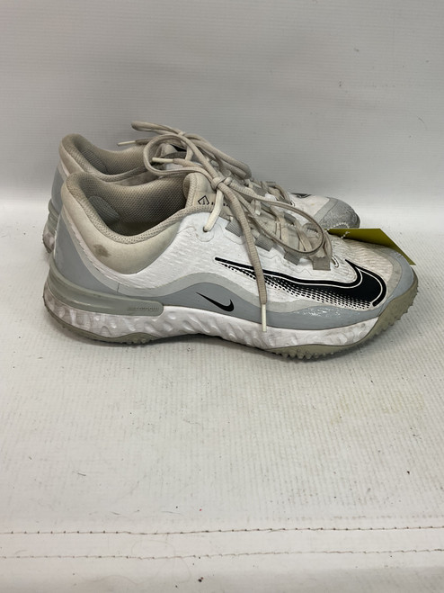 Vist Large View of Product Image Which is Used Nike RENEW TURF BB/SB Cleats Grey And White Senior 8.5