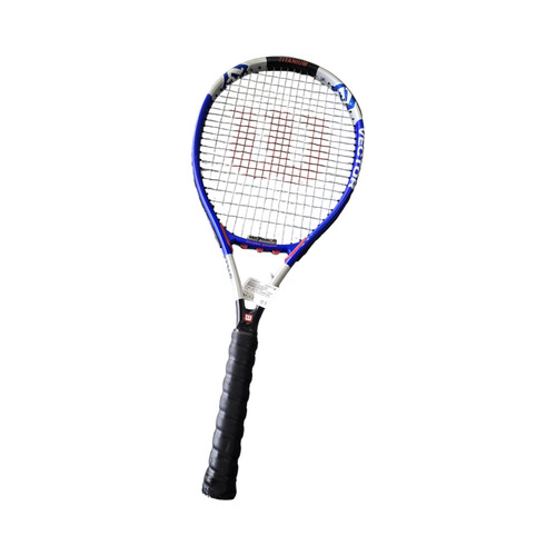 Vist Large View of Product Image Which is Used Wilson VECTOR POWERBRIDGE RACQUET Adult Tennis Racquet Royal Blue 4 1/4"