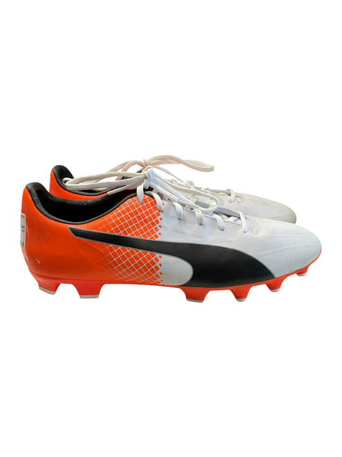 Vist Large View of Product Image Which is Used Puma Soccer Cleats White And Orange Senior 11