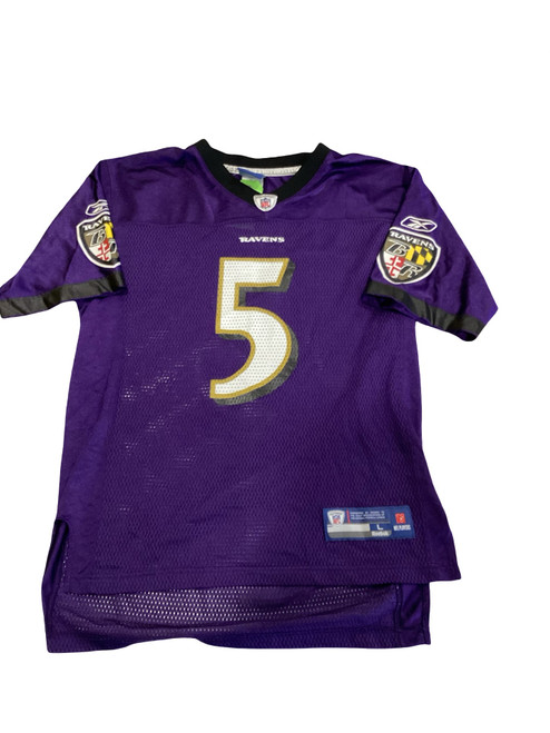 Vist Large View of Product Image Which is Used Reebok RAVENS FLACCO 5 S.S. Spirit Wear Y Purple LG