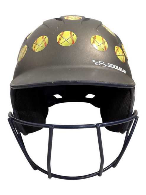 Vist Large View of Product Image Which is Used BoomBah BATTING HELMET Batting Helmet with Mask Grey