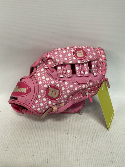 Vist Large View of Product Image Which is Used Wilson A300 BB/SB Glove T-ball Pink 9 1/2"