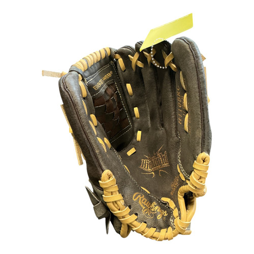 Vist Large View of Product Image Which is Used Rawlings HIGHLIGHT SERIES BB/SB Glove RH Throw Brown 11"