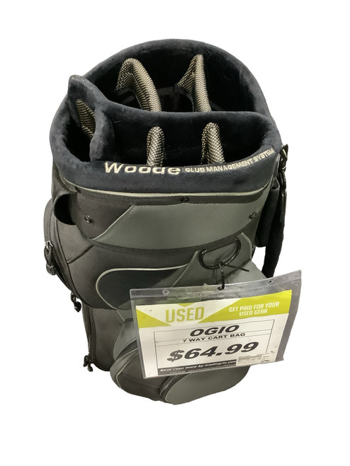 Vist Large View of Product Image Which is Used Ogio 7 WAY CART BAG Mens Cart Bag Black And Grey