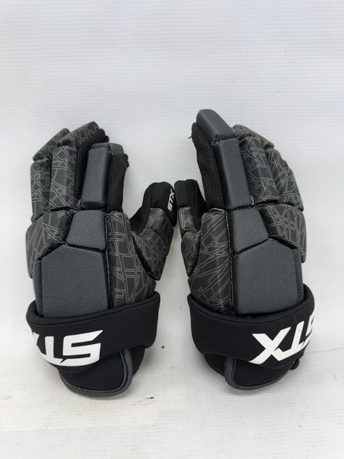 Vist Large View of Product Image Which is Used STX STALLION 75 Lacrosse Gloves Junior Gun Metal Grey LG