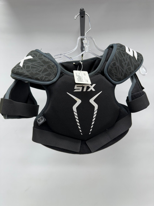 Vist Large View of Product Image Which is Used STX STALLION 75 Lacrosse Shoulder Pads Gun Metal Grey LG