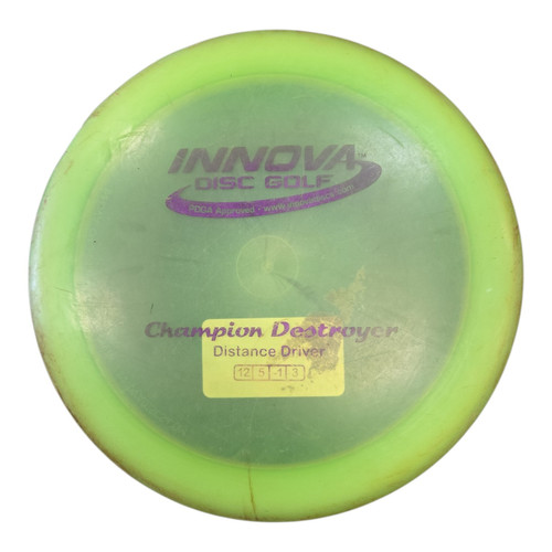 Vist Large View of Product Image Which is Used Innova CHAMP DESTROYER Disc Golf Driver Neon Green 175g