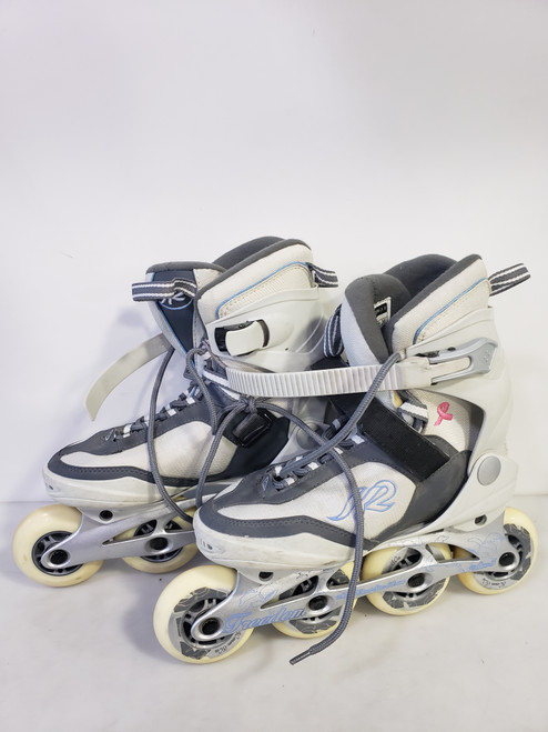 Vist Large View of Product Image Which is Used K2 FREEDOM Senior Rec Fitness Skates Silver Senior 6