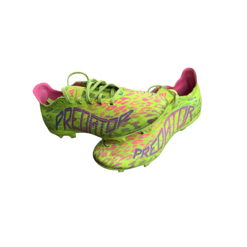 Vist Large View of Product Image Which is Used Adidas Soccer Cleats Neon Green Senior 7.5