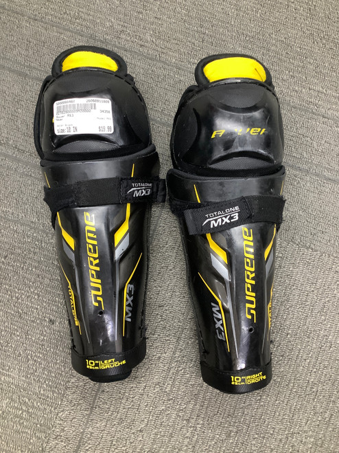 Vist Large View of Product Image Which is Used Bauer MX3 Junior Shin Guards Black 10"