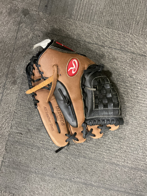 Vist Large View of Product Image Which is Used Rawlings PREMIUM R SERIES BB/SB Glove RH Throw Brown 12"