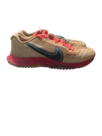 Vist Large View of Product Image Which is Used Nike FH Cleats Carolina Blue And Pink Senior 6.5