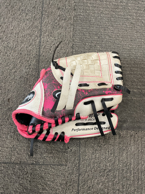 Vist Large View of Product Image Which is Used Rawlings PLAYER SERIES BB/SB Glove RH Throw White 9"