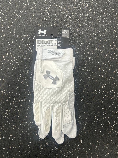 Vist Large View of Product Image Which is Used Under Armour BB/SB Batting Gloves White 2X